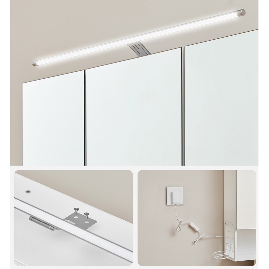 LED zrcadlová koupelnová skříňka SKY 70x70x16 cm 230V bílá