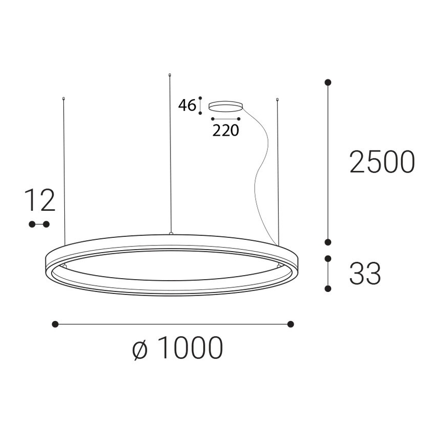 LED2 - LED Stmívatelný lustr na lanku CIRCLE LED/80W/230V 3000K/4000K pr. 100 cm bílá