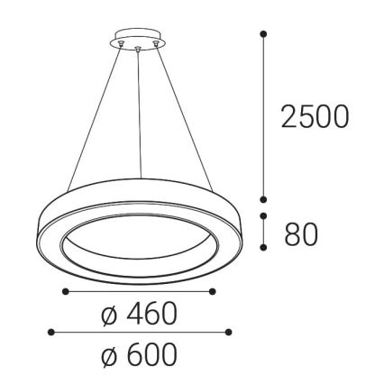 LED2 - LED Stmívatelný lustr na lanku SATURN LED/50W/230V 3000K/4000K černá