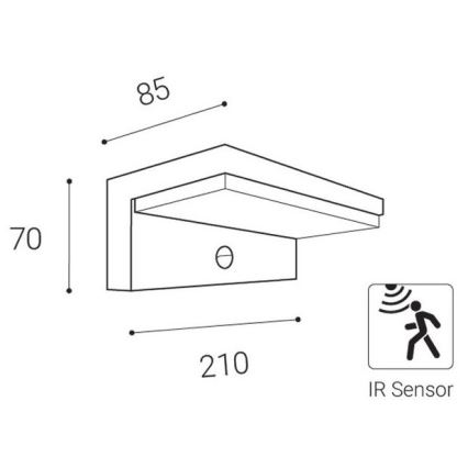 LED2 - LED Venkovní nástěnné svítidlo se senzorem HUGO LED/9W/230V IP54