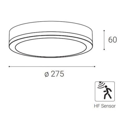 LED2 - LED Venkovní stropní svítidlo se senzorem KERY LED/18W/230V IP65 černá