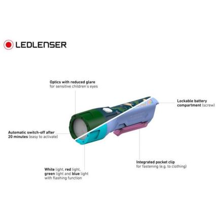 Ledlenser KIDBEAM4 DINO - LED Stmívatelná dětská svítilna LED/2xAAA IP44 zelená