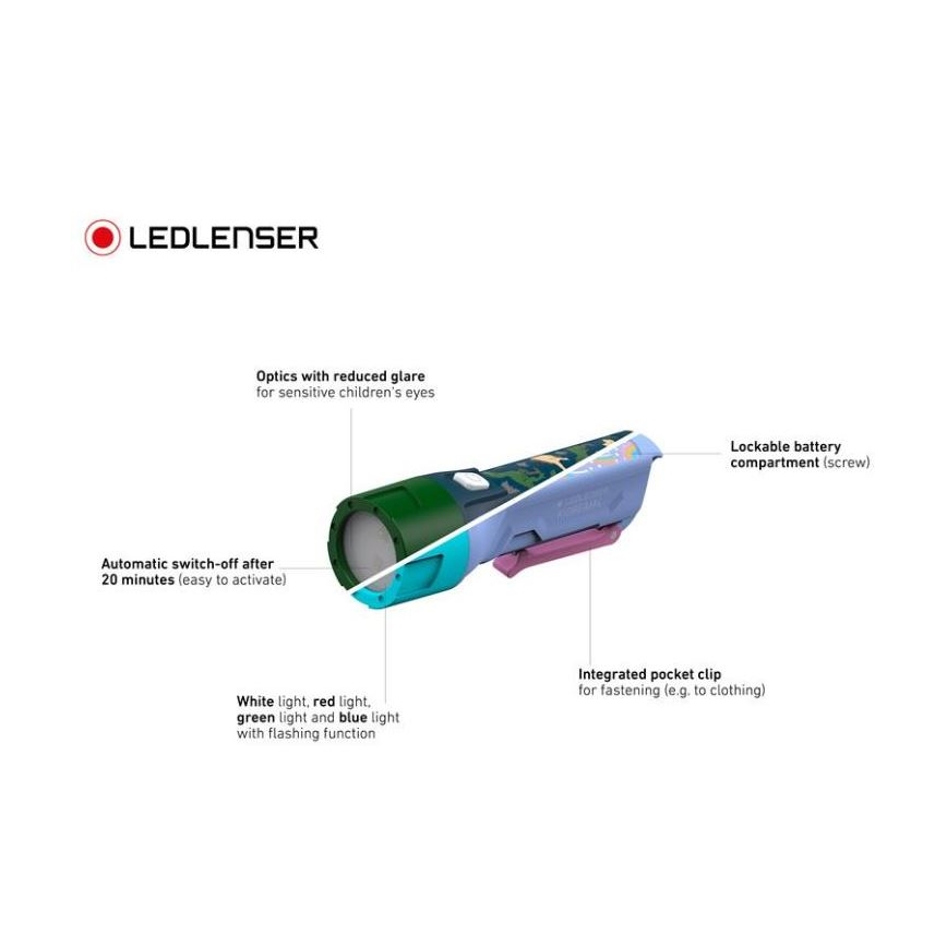 Ledlenser KIDBEAM4 DINO - LED Stmívatelná dětská svítilna LED/2xAAA IP44 zelená