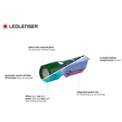 Ledlenser KIDBEAM4 RAINBOW - LED Stmívatelná dětská svítilna LED/2xAAA IP44 fialová