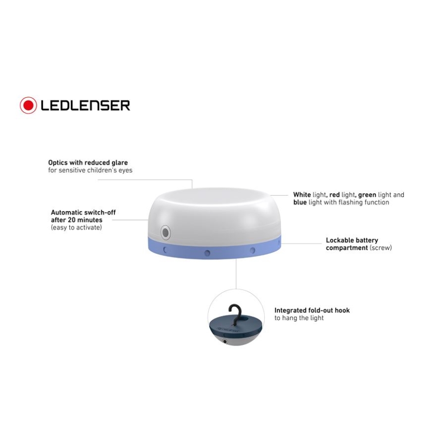 Ledlenser KIDCAMP6 RAINBOW - LED Stmívatelná přenosná lampa LED/3xAAA IP44 modrá