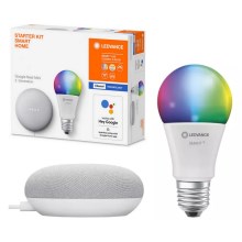 Ledvance - Inteligentní reproduktor Google Nest Mini + LED RGBW Stmívatelná žárovka SMART+ A60 E27/60W/230V 2000 - 6500K