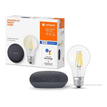 Ledvance - Inteligentní reproduktor Google Nest Mini + LED Stmívatelná žárovka SMART+ A60 E27/60W/230V 2700K