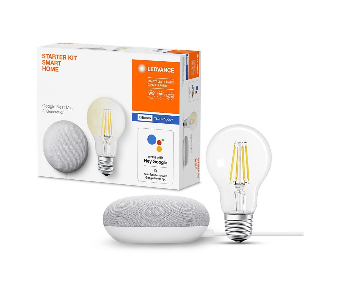 Ledvance Ledvance - Inteligentní reproduktor Google Nest Mini Wi-Fi + LED Žárovka E27 P227159