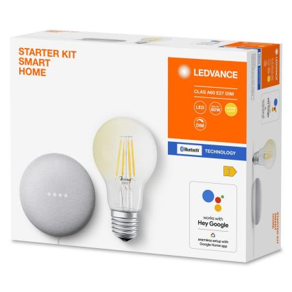 Ledvance - Inteligentní reproduktor Google Nest Mini Wi-Fi + LED Stmívatelná žárovka SMART+ E27/6,5W/230V 2700K