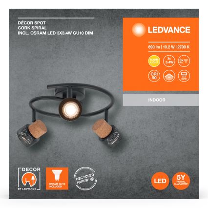 Ledvance - LED Bodové svítidlo DECOR CORK 3xGU10/3,4W/230V