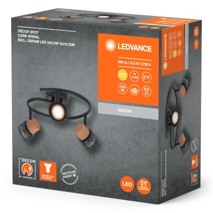 Ledvance - LED Bodové svítidlo DECOR CORK 3xGU10/3,4W/230V