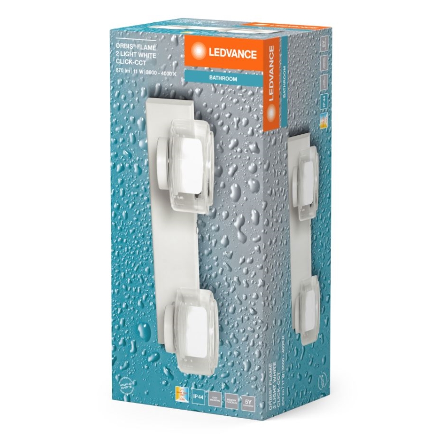 Ledvance - LED Koupelnové nástěnné svítidlo ORBIS FLAME 2xLED/5,5W/230V 3000/4000K IP44 bílá