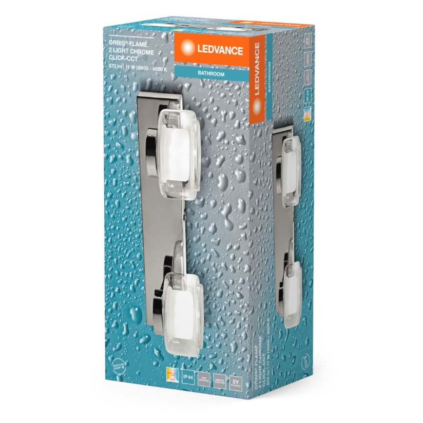 Ledvance - LED Koupelnové nástěnné svítidlo ORBIS FLAME 2xLED/5,5W/230V 3000/4000K IP44 lesklý chrom