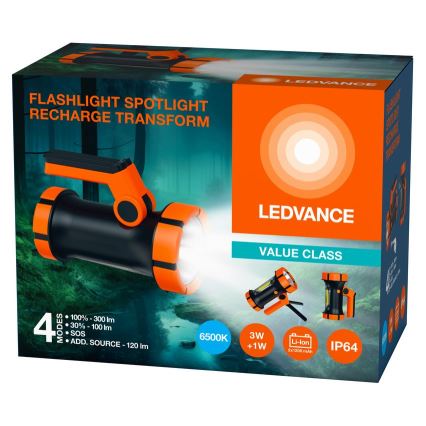 Ledvance - LED Nabíjecí svítilna s power bankou FLASHLIGHT LED/3W/5V IP64 2400 mAh