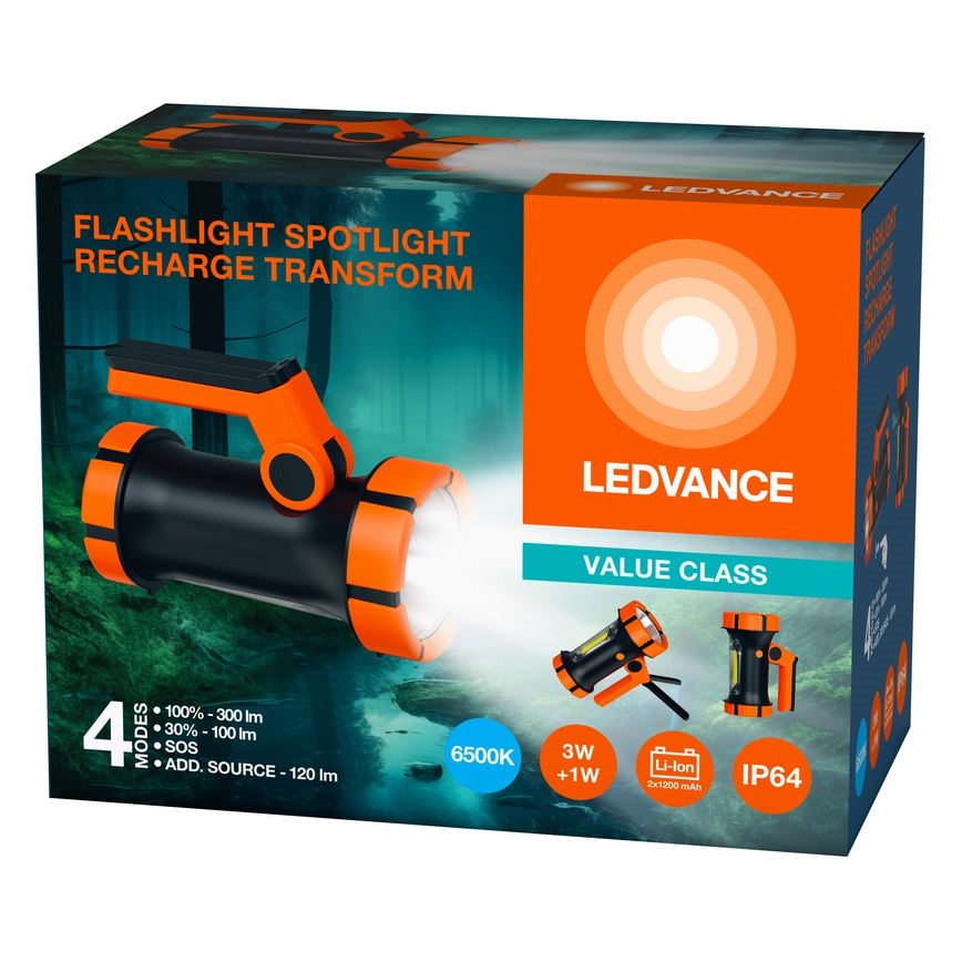 Ledvance - LED Nabíjecí svítilna s power bankou FLASHLIGHT LED/3W/5V IP64 2400 mAh