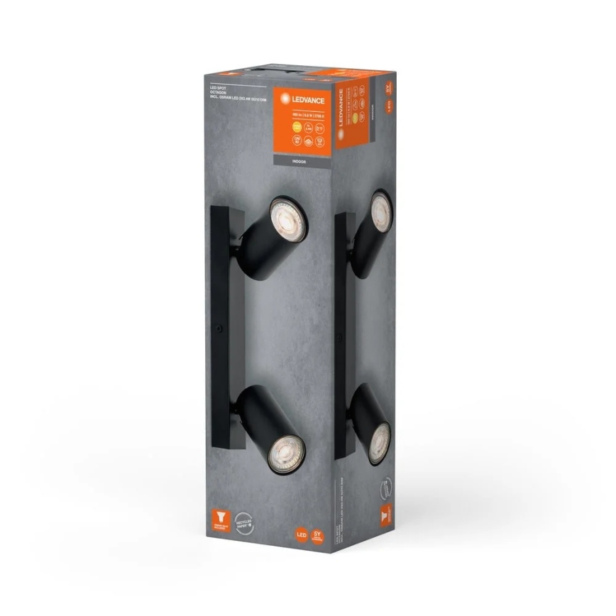 Ledvance - LED Nástěnné bodové svítidlo OCTAGON 2xGU10/3,4W/230V 2700K černá