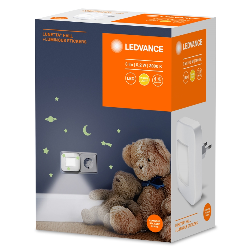 Ledvance - LED Noční světlo se senzorem LUNETTA LED/0,2W/230V