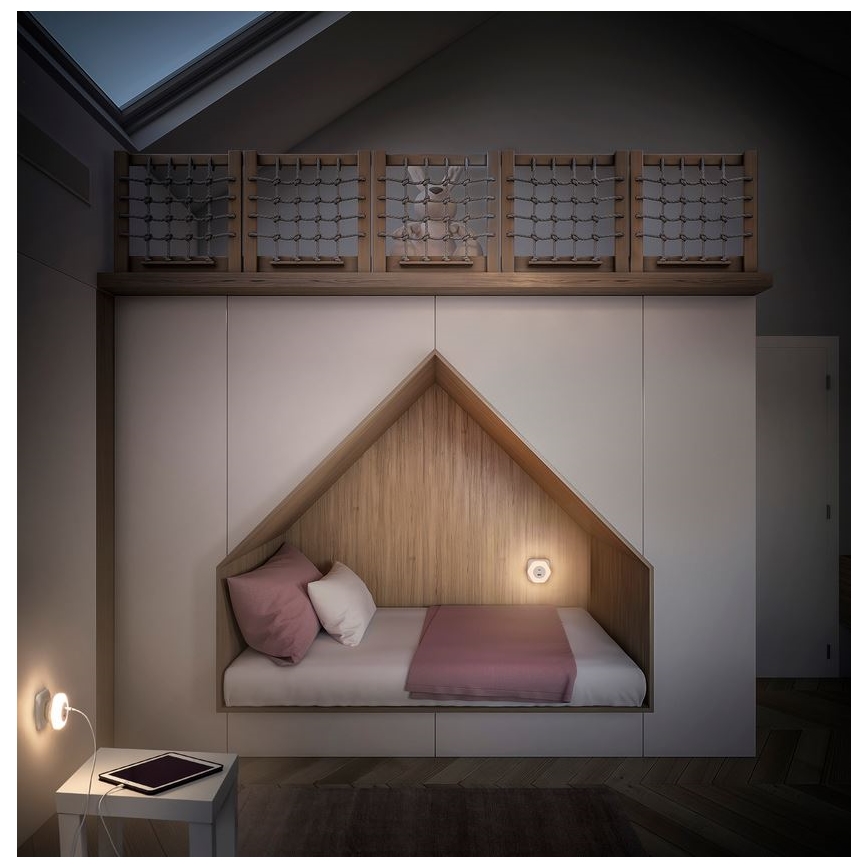 Ledvance - LED Orientační svítidlo do zásuvky s USB LUNETTA LED/15W/230V