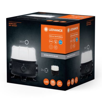 Ledvance - LED Pracovní svítidlo se 2 zásuvkami WORKLIGHT SOCKET LED/30W/230V IP54