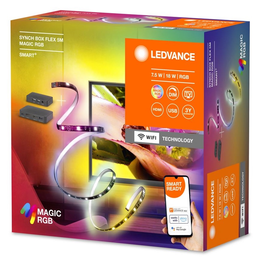 Ledvance - LED RGB Stmívatelný pásek pro TV SYNCH BOX FLEX SMART+ MAGIC 4,5m LED/18W/230V Wi-Fi