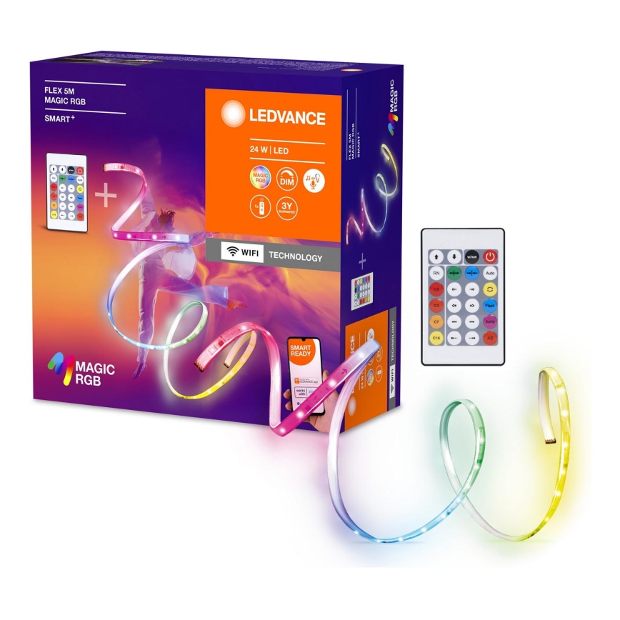 Ledvance - LED RGB Stmívatelný pásek SMART+ MAGIC FLEX 5m LED/24W/230V Wi-Fi + dálkové ovládání