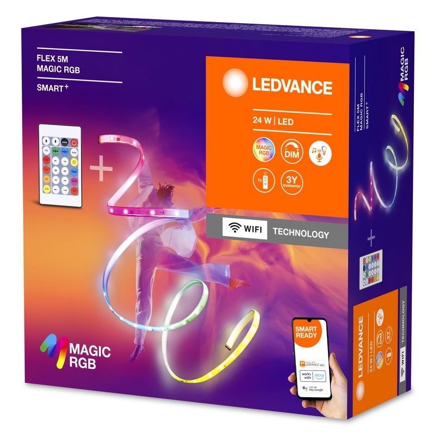 Ledvance - LED RGB Stmívatelný pásek SMART+ MAGIC FLEX 5m LED/24W/230V Wi-Fi + dálkové ovládání