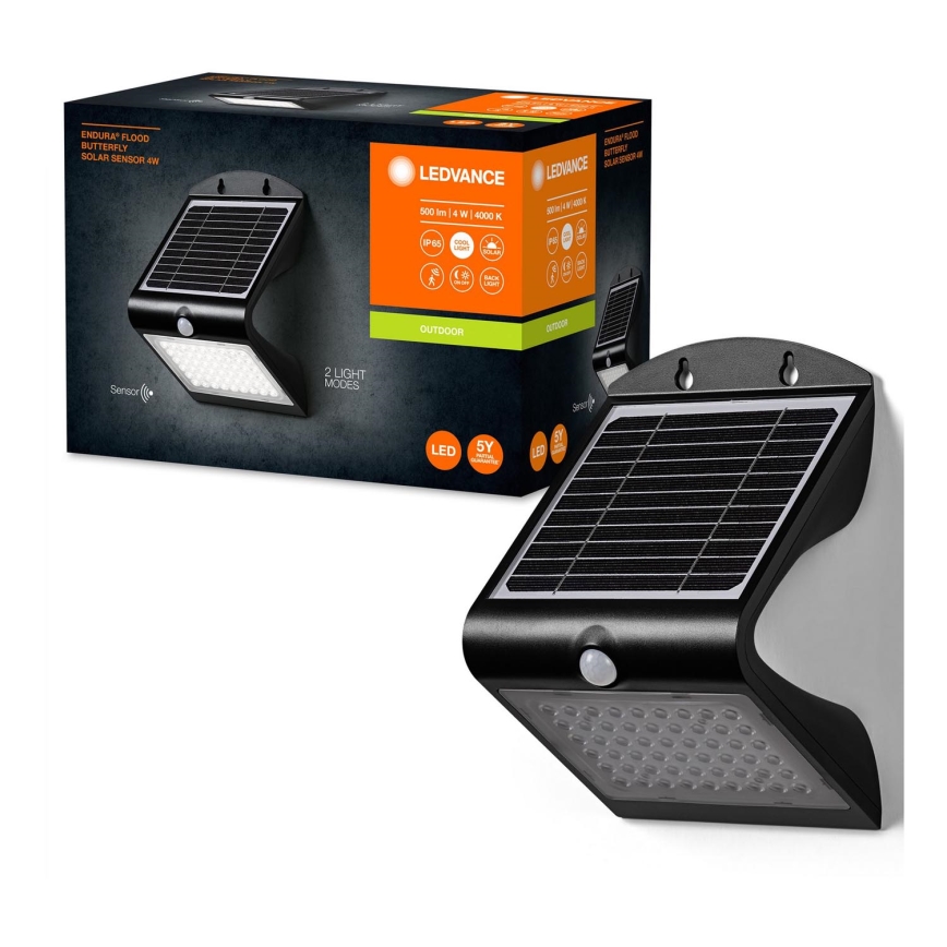 Ledvance - LED Solární nástěnné svítidlo se senzorem BUTTERFLY LED/4W/3,7V 2000 mAh IP65