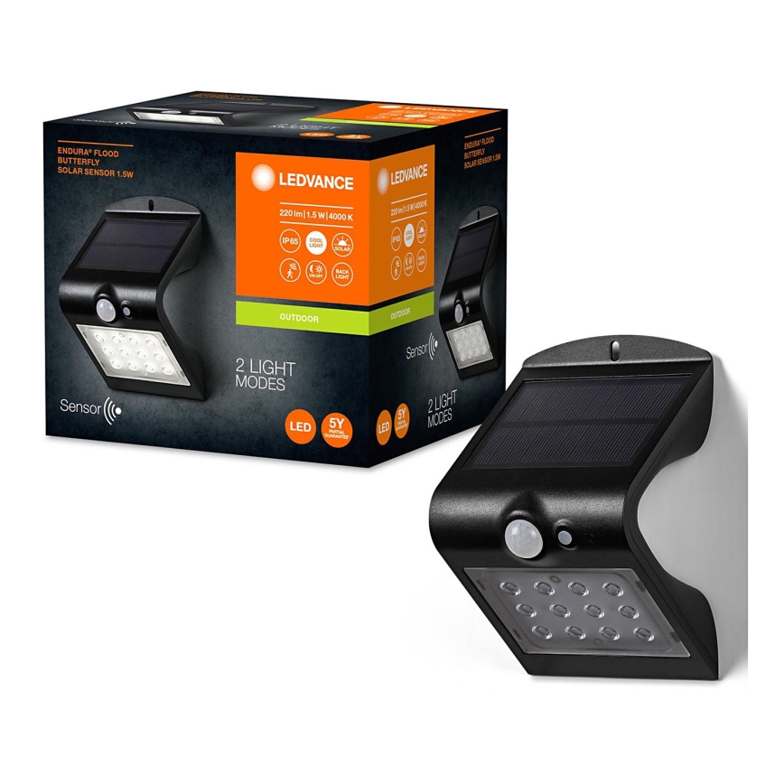 Ledvance - LED Solární nástěnné svítidlo se senzorem pohybu a soumraku BUTTERFLY LED/1,5W/3,7V 1200 mAh IP65