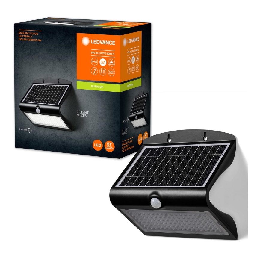 Ledvance - LED Solární nástěnné svítidlo se senzorem pohybu a soumraku BUTTERFLY LED/8W/3,7V 2000 mAh IP65