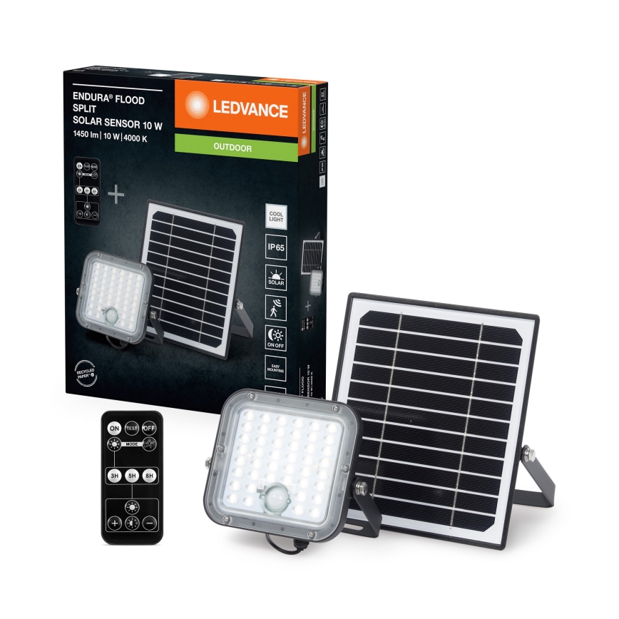 Ledvance - LED Stmívatelný solární reflektor se senzorem FLOOD SPLIT LED/10W/3,2V 5000 mAh IP65 + dálkové ovládání