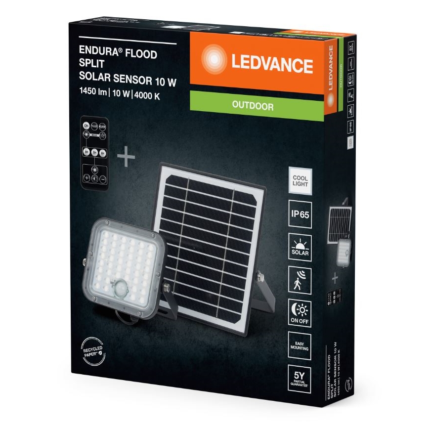 Ledvance - LED Stmívatelný solární reflektor se senzorem FLOOD SPLIT LED/10W/3,2V 5000 mAh IP65 + dálkové ovládání