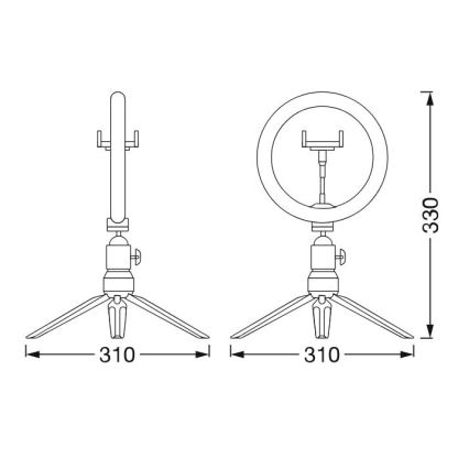 Ledvance - LED Stmívatelná stolní lampa se stojanem a držákem pro vlogování LED/5,5W/USB 3000/4000/6500K