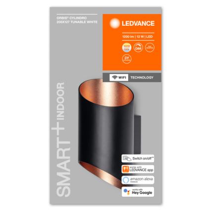 Ledvance - LED Stmívatelné nástěnné svítidlo SMART+ CYLINDRO LED/12W/230V 3000-6500K Wi-Fi černá