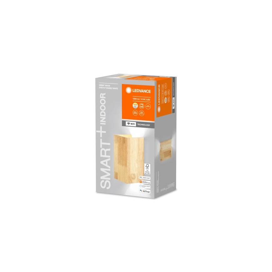 Ledvance - LED Stmívatelné nástěnné svítidlo SMART+ WOOD LED/12W/230V 3000-6500K Wi-Fi