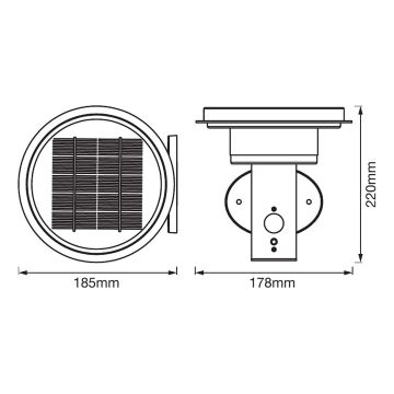 Ledvance - LED Stmívatelné solární svítidlo se senzorem CIRCLE LED/6W/3,2V IP44