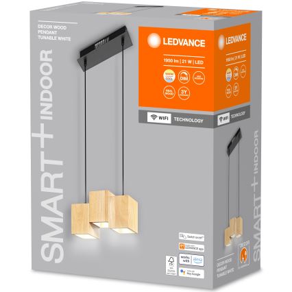 Ledvance - LED Stmívatelný lustr na lanku DECOR WOOD 3xLED/7W/230V Wi-Fi