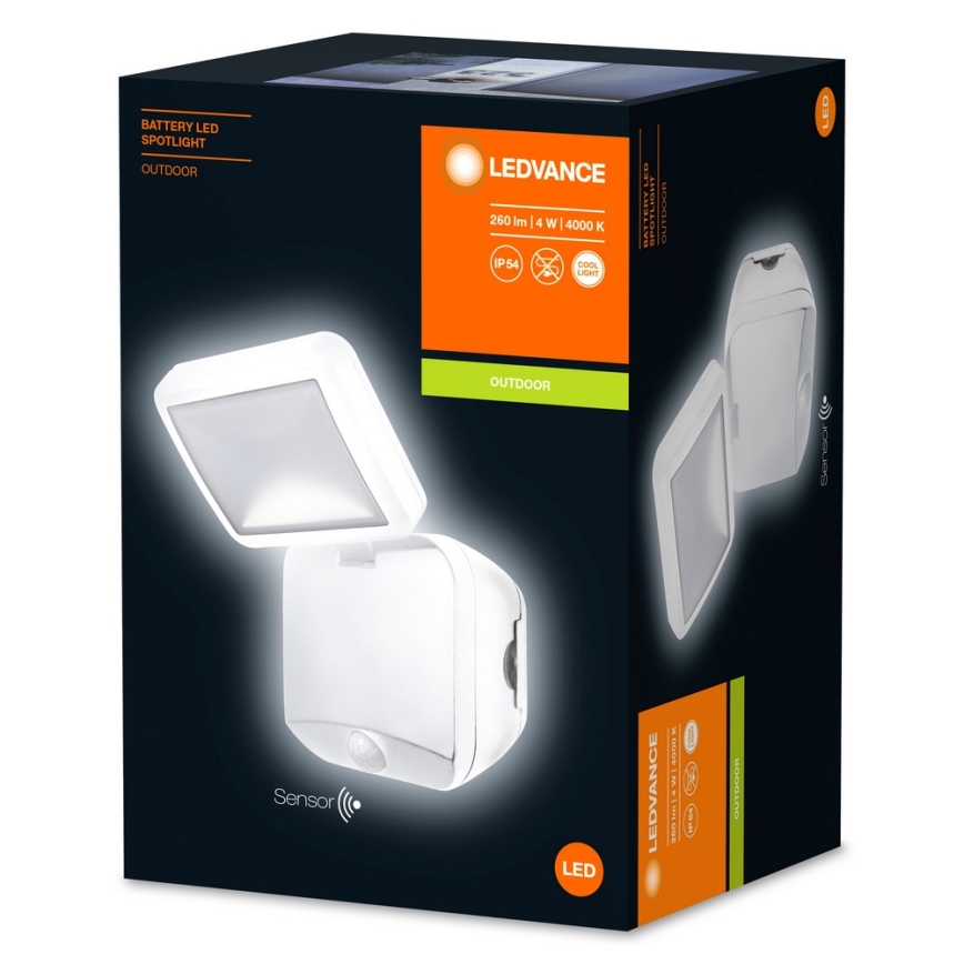 Ledvance - LED Venkovní nástěnné svítidlo se senzorem BATTERY LED/4W/4xD IP54