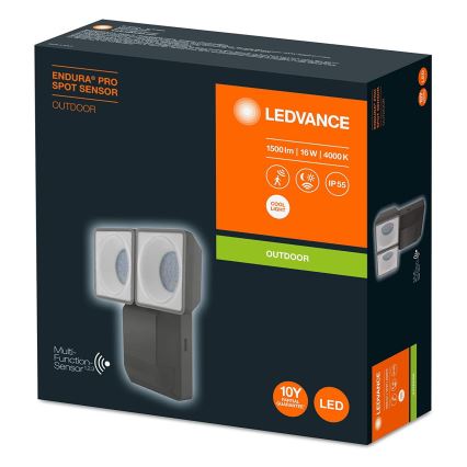 Ledvance - LED Venkovní nástěnné svítidlo se senzorem SPOT 2xLED/8W/230V IP55