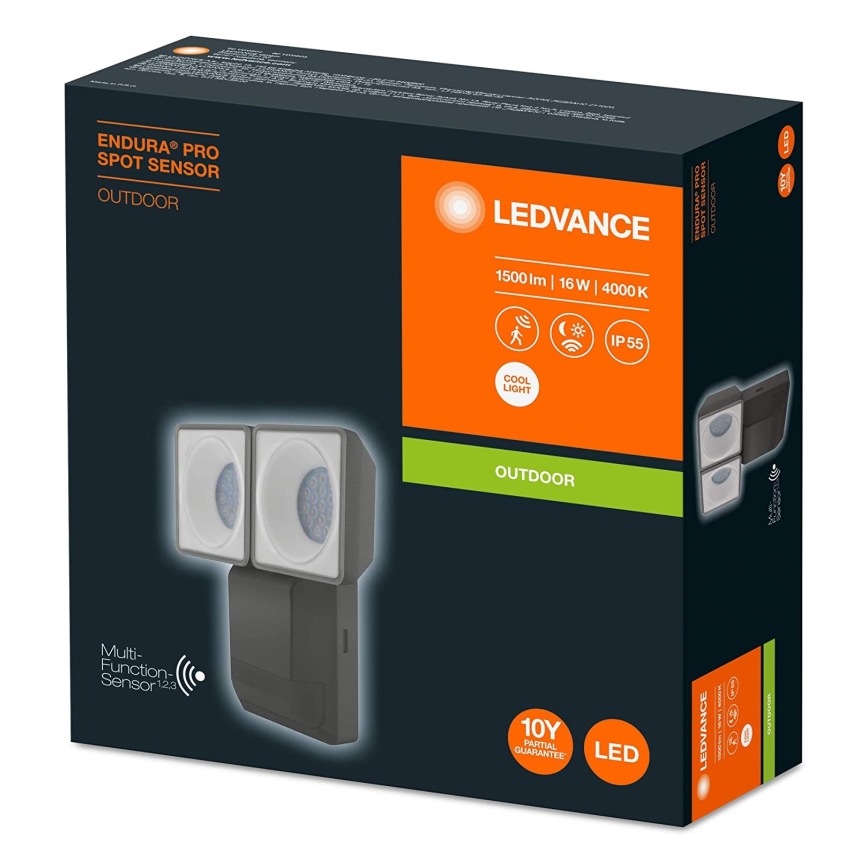Ledvance - LED Venkovní nástěnné svítidlo se senzorem SPOT 2xLED/8W/230V IP55