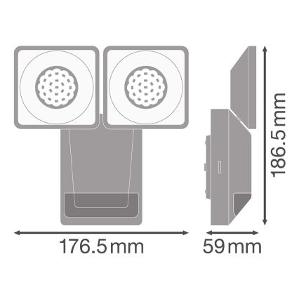 Ledvance - LED Venkovní nástěnné svítidlo se senzorem SPOT 2xLED/8W/230V IP55