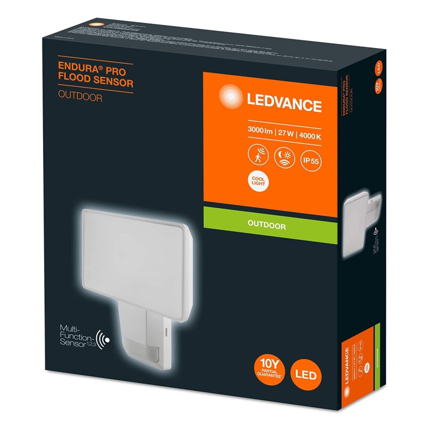 Ledvance - LED Venkovní nástěnný reflektor se senzorem FLOOD LED/27W/230V IP55