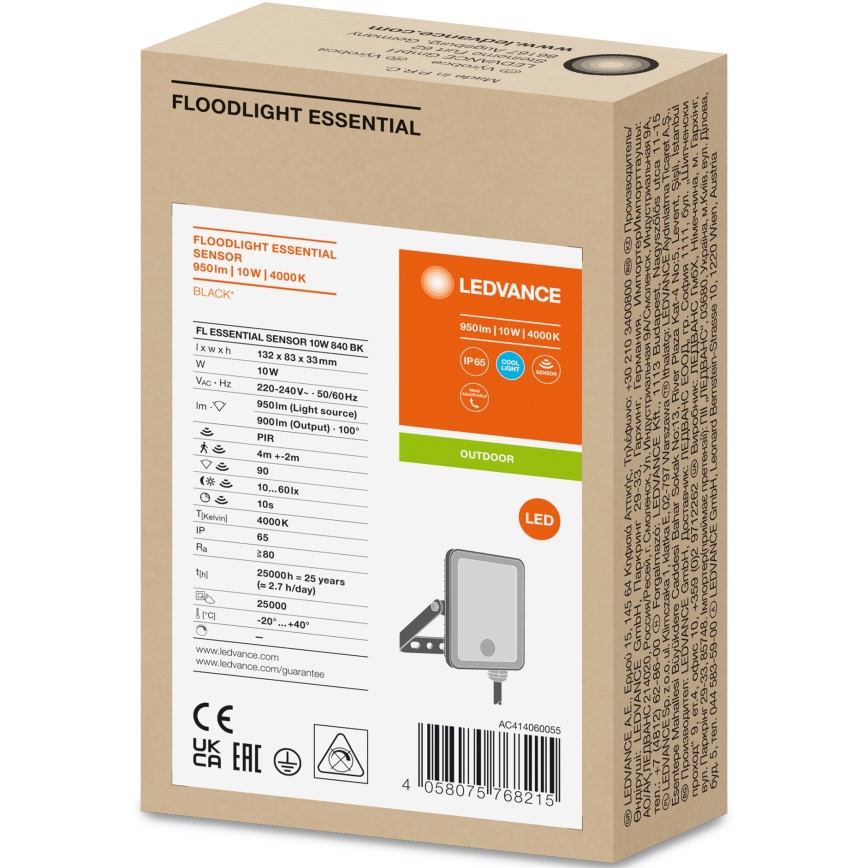 Ledvance - LED Venkovní reflektor se senzorem FLOODLIGHT LED/10W/230V 4000K IP65