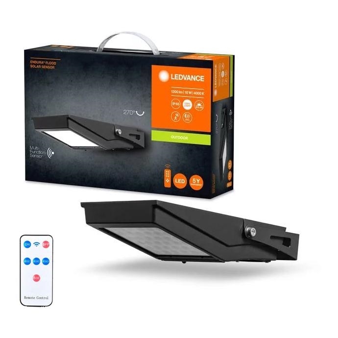 Ledvance - LED Venkovní solární reflektor se senzorem FLOOD LED/10W/3,6V 2000 mAh IP65 + dálkové ovládání