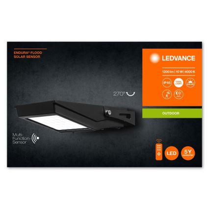 Ledvance - LED Venkovní solární reflektor se senzorem FLOOD LED/10W/3,6V 2000 mAh IP65 + dálkové ovládání
