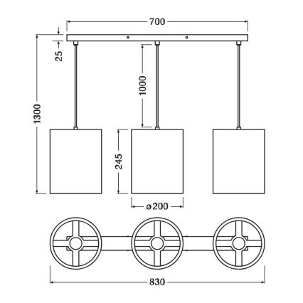 Ledvance - Lustr na lanku DECOR CARDBOARD 3xE27/15W/230V