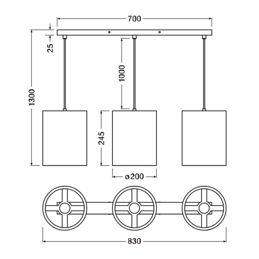 Ledvance - Lustr na lanku DECOR CARDBOARD 3xE27/15W/230V