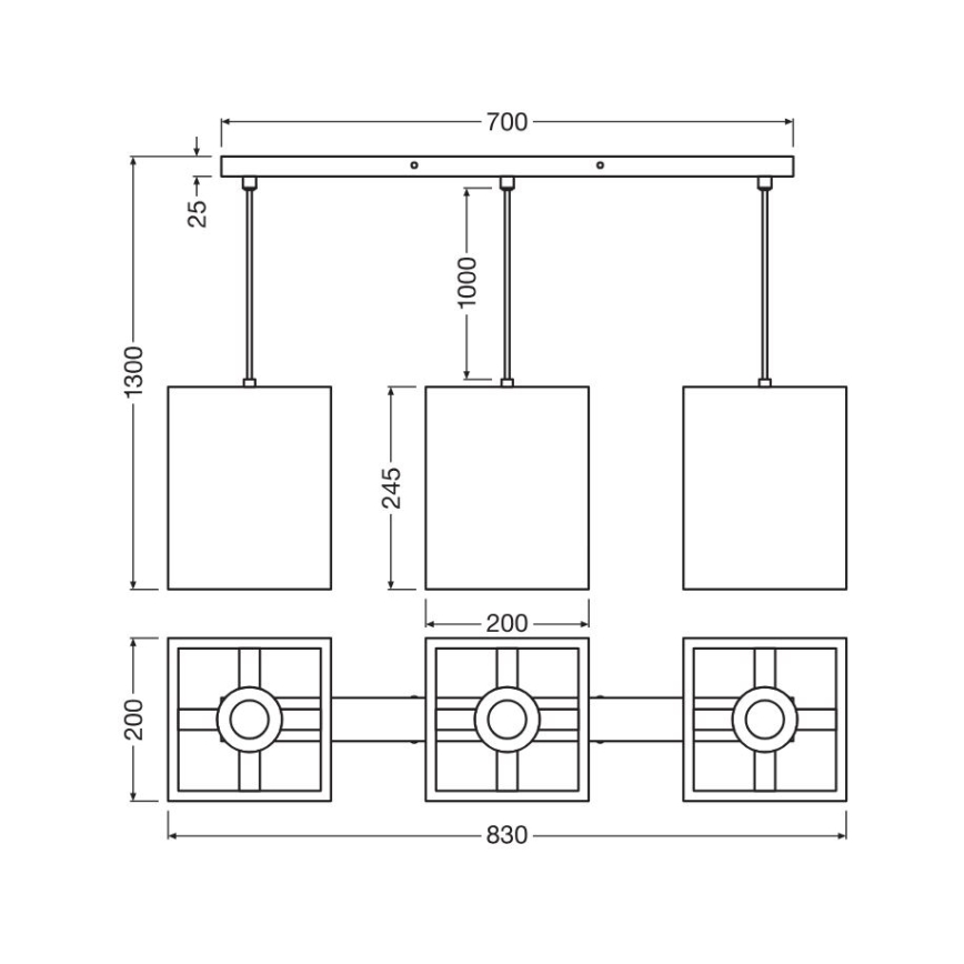 Ledvance - Lustr na lanku DECOR CARDBOARD 3xE27/15W/230V