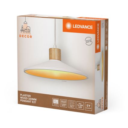 Ledvance - Lustr na lanku DECOR PLASTER 1xE27/25W/230V pr. 32 cm sádra bílá