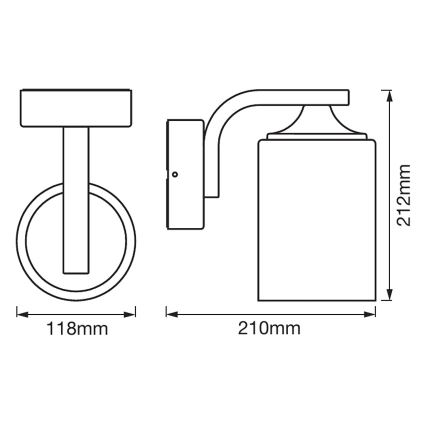 Ledvance - Venkovní nástěnné svítidlo CYLINDER 1xE27/60W/230V IP43