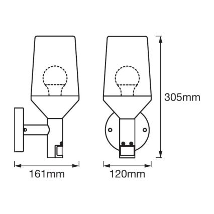 Ledvance - Venkovní nástěnné svítidlo se senzorem CALICE 1xE27/60W/230V IP44